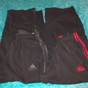 2 Adidas Sweatpants (1 Black, 1 Black/red)